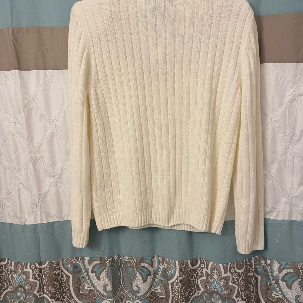 Alfred Dunner Cream Floral Embroidered Sweater - Picture 6 of 7